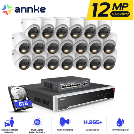 ANNKE 12MP Überwachungskamera Set Aussen,32 Kanäle NVR mit 20 POE Kameras,Bewegungserkennung,Nachtsicht,24/7 Aufnahme,8TB HDD (1/5)
