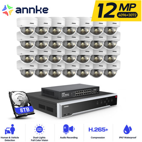ANNKE 12MP Überwachungskamera Set Aussen,32 Kanäle NVR mit 28 POE IP Kameras,Bewegungserkennung,Nachtsicht,App/PC Fernbedienung,8TB HDD (1/5)