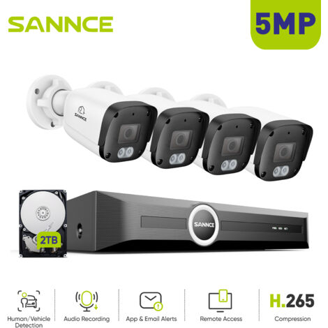 SANNCE 8-Kanal 3MP PoE-Sicherheitssystem, 6MP NVR, S+265, Fahrzeug-Personenerkennung, Smart-Wiedergabe, 2TB HDD (1/5)