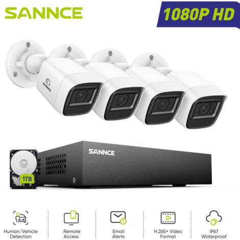 SANNCE 8CH 1080P Überwachungskamera Aussen Set DVR,4x2MP Bullet Kameras Sicherheitskamerasystem Bewegungserkennung Fernzugriff,1TB (1/5)