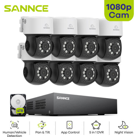 SANNCE Sistema di telecamere di sicurezza PT a 8 canali 1080P DVR visione notturna rilevamento del movimento, esterno, impermeabile,8PCS 4TB (1/5)