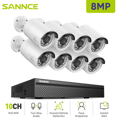 SANNCE 4K Überwachungskamera Set NVR 8×Kameras Smart IR Nachtsicht Wasserdichtigkeit Videoüberwachungssets (1/5)