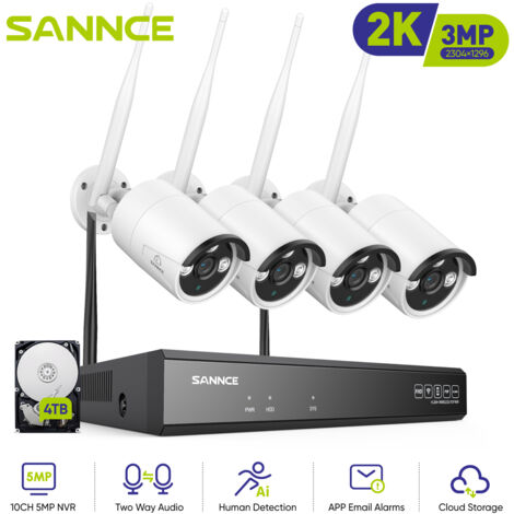 SANNCE Kit Videosorveglianza WiFi 8CH con 4 Wireless Telecamera IP 3MP Intelligenti Microfono Sistema di Sorveglianza Eseterno,4TB (1/5)