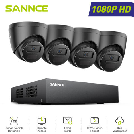 SANNCE 8CH 1080P Überwachungskamera Set Aussen,4x2MP Turret Kameras, Sicherheitskamerasystem mit Nachtsicht Fernzugriff (1/5)