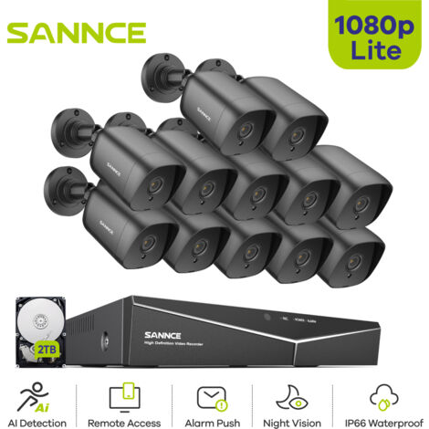 SANNCE 16CH Überwachungskamera Set IR Nachtsicht Fernüberwachung Email Alarm Videoüberwachungsset Kamera System 2TB (1/5)