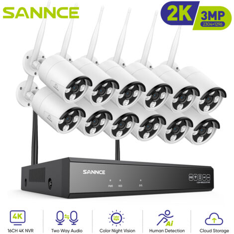 SANNCE 8MP 10-Kanal NVR CCTV-Sicherheitssystem mit 3MP WLAN-Kamera, Zwei-Wege-Audio, IP66 (1/5)
