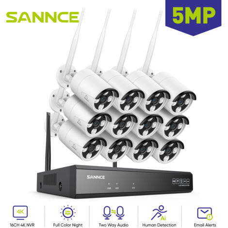 SANNCE 5MP 10-Kanal-Überwachungskamerasystem mit kabellosem Zwei-Wege-Audio, kompatibel mit Alexa (IP66) (1/5)