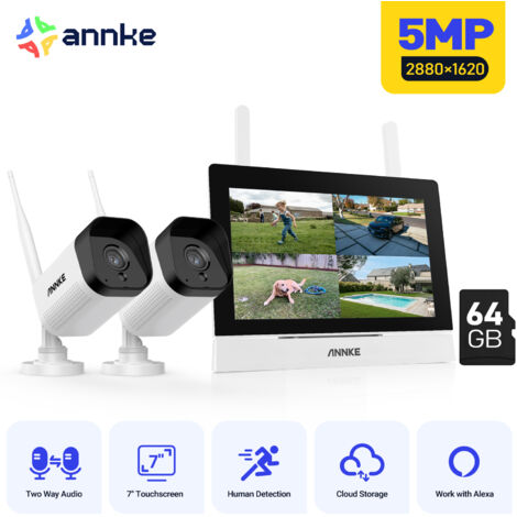 ANNKE 5MP 4-Kanal NVR Kabelloses Überwachungskamerasystem mit 64 GB SD-Karte, Zwei-Wege-Audio, Fernzugriff (1/5)