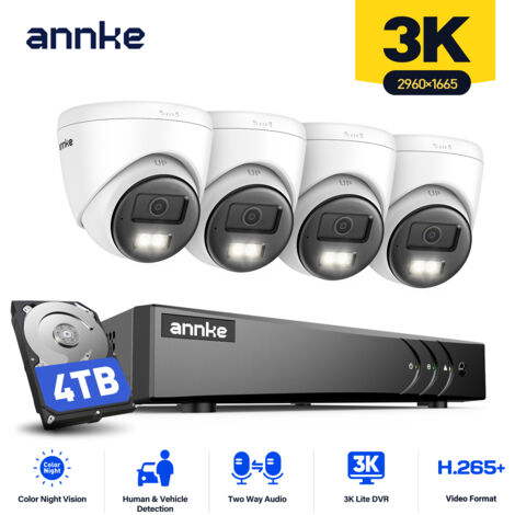 ANNKE 5MP-Überwachungskamerasystem mit Zwei-Wege-Audio, Farbnachtsicht, Personen-/Fahrzeugerkennung, Schutzart IP67 für den Innen- und Außenbereich, 4 TB Speicher (1/5)