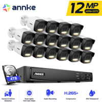 ANNKE 16 Kanal 12MP PoE Überwachungskamerasystem,16 x 12MP PoE IP Außenkameras 24/7 Aufzeichnung, Farbnachtsicht,4TB HDD