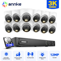 ANNKE 5MP Kit de Vidéosurveillance Exterieure 16CH avec 12×Caméras IP,Audio Bidirectionnel,IR Vision Nocturne,Intelligente Détection Mouvement,Alerte Email APP/PC à Distance 1TB