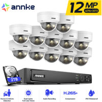ANNKE 12MP PoE Videoüberwachungsset Außen,12 x 12MP Dome Kameras PoE IP Farbnachtsicht,24/7 Videoüberwachung,2TB HDD