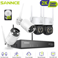 SANNCE 3MP WIFI Videoüberwachungssets IR Kamera Nachtsicht Zwei Wege Audio WLAN CCTV Sicherheit Kamera System - 1TB HDD