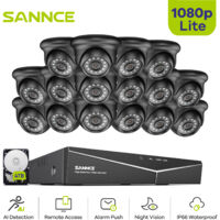 SANNCE 1080P Videoüberwachungsset Kamera 16CH DVR Aussen IR Nachtsicht Kamera Überwachungskamera Set 4TB