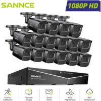 SANNCE 1080P Überwachungskamera Set Aussen,16CH 16 Kameras Nachtsicht Fernzugriff Email Alarm