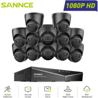 SANNCE 1080P 16CH Überwachungskamera Set 12x2MP Kameras,Nachtsicht Fernzugriff Email Alarm Sicherheitskamerasystem Aussen