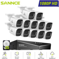 SANNCE 1080P 16CH Überwachungskamera Set 12x2MP Bullet Kameras,Nachtsicht Fernzugriff Sicherheitskamerasystem Aussen,4TB