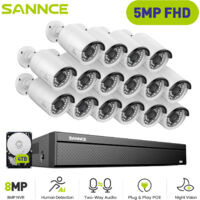 SANNCE Kabel Überwachungskamera PoE Kit,16CH NVR mit 3MP× 16 Sicherheitskamera Überwachungssystem,IR Nachtsicht, 24/7 Aufzeichnung,4TB HDD