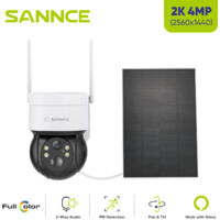 SANNCE 4MP TELECAMERE SICUREZZA SOLARI ESTERNO TELECAMERE a Filo CCTV VISIONE NOTTURNA COLORI INTELLIGENTE TELECAMERE