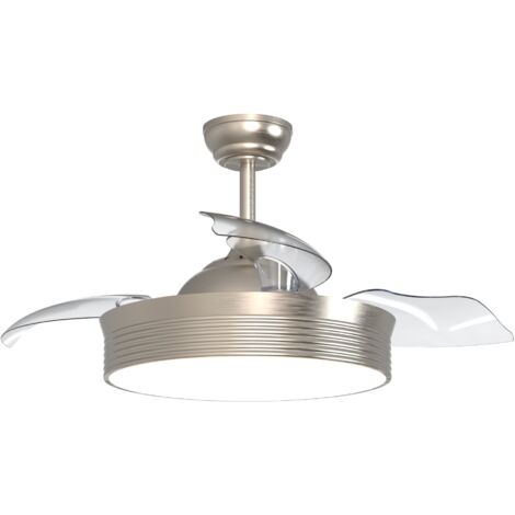 Ventilateur De Plafond Rétractable Avec Lumière LED 36W - Diamètre 108 Cm, Moteur DC Silencieux - Télécommande, 6 Vitesses, Minuterie