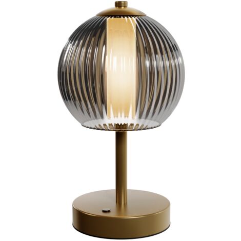 Lampe de table portable à LED en satin doré (1/2)