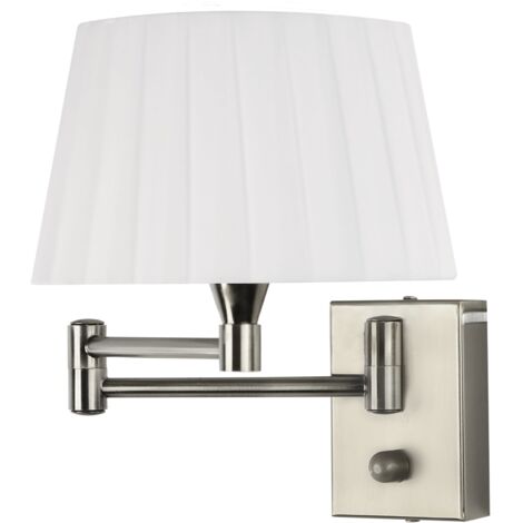 Applique en métal chromé avec abat-jour blanc (1/5)