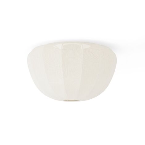 Plafonnier EMILIE en métal avec abat-jour en tissu blanc - Design intempore l- Douille E27 (1/2)