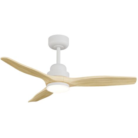 Ventilateur de plafond BALCONY S Ø132 cm blanc / pales bois clair – Moteur DC silencieux, LED 20 W, IP44