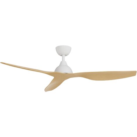 Ventilateur de plafond moteur DC pour extérieur 132cm Blanc/Bois Clair IP44