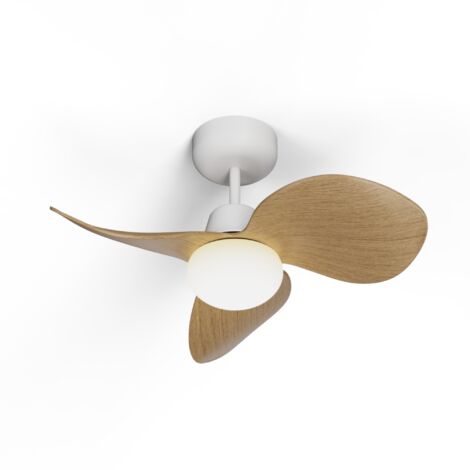 Ventilateur de plafond SNAPFAN LED 6,5 W Ø86 cm blanc – Pales effet bois clair, moteur DC silencieux