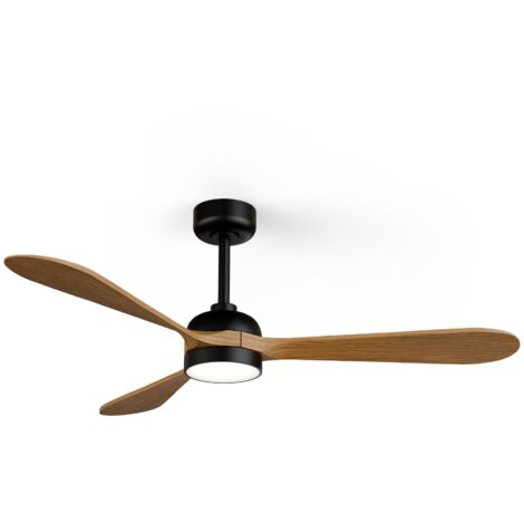 Ventilateur de plafond extérieur Ø132 cm LED 20 W noir – 3 pales en bois – Moteur DC silencieux – IP44 pour usage extérieur – Sulion (1/5)