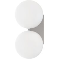 Applique à double boule en verre opale avec base chromée