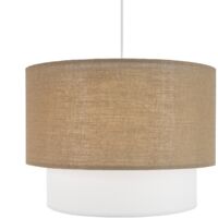 Suspension BELA en rotin et lin blanc Ø50 cm - Luminaire naturel et écoresponsable - Douille E27