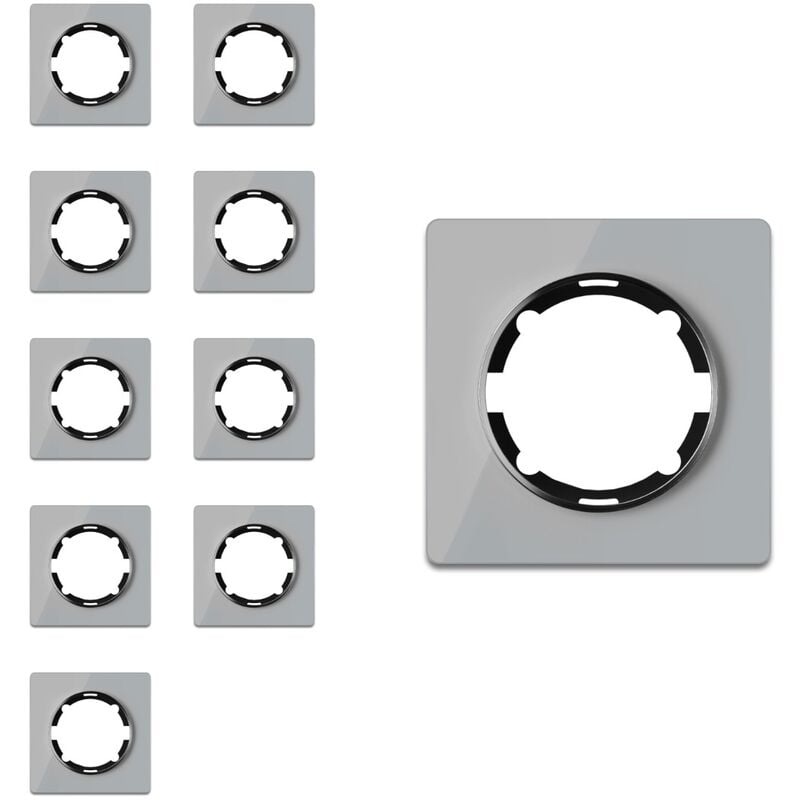 Glas-Abdeckrahmen für Lichtschalter, Steckdose 1fach, Unterputz, matt-  antifingerprint, weiß