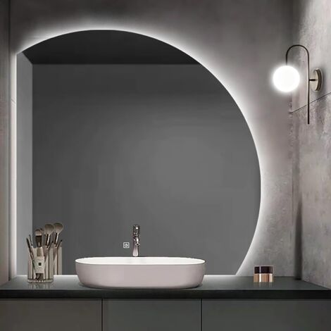 Specchio Da Bagno A LED Specchio Da Parete A Semicerchio Con Luce A 3 Colori, Bianco Caldo 3000K-6000K, Pulsante A Sfioramento Dimmerabile, Funzione Antiappannamento, 20/23,5/27,5 - Foto 6