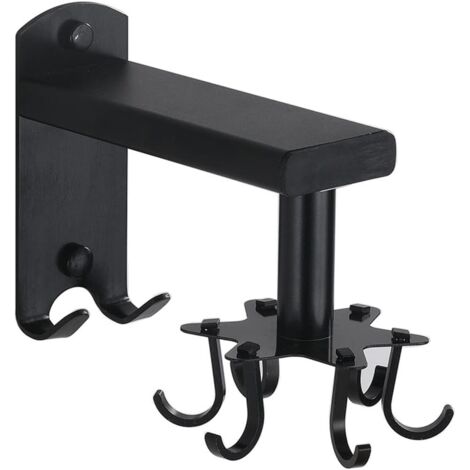 Ganci A Polpo Girevoli 360&deg; - 2 Pezzi Nero - Senza Foratura Per Cucina E Bagno