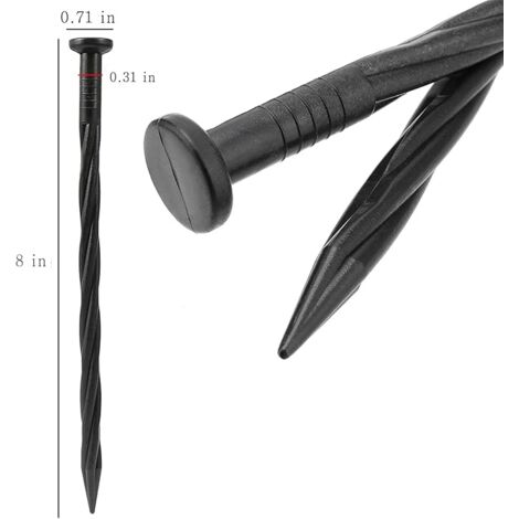 25 Pioli In Plastica Per Giardino 25 Cm: Picchetti Neri Per Bordure, Tende E Reti Da Esterno - 2