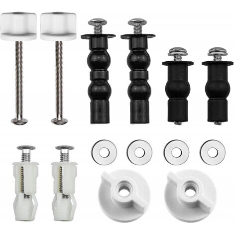 Kit Fissaggio Sedile WC Con Viti In Acciaio Inox E Tappi In Gomma, 4 Pezzi, Universale - 6