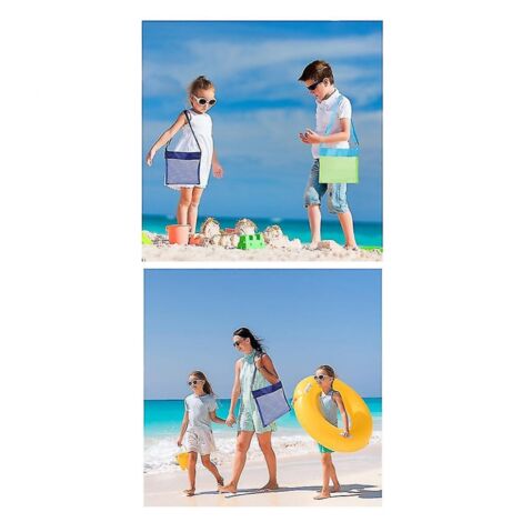 Keenso Grand sac de plage en maille Sac de rangement pour jouets pour enfants Sac de plage
