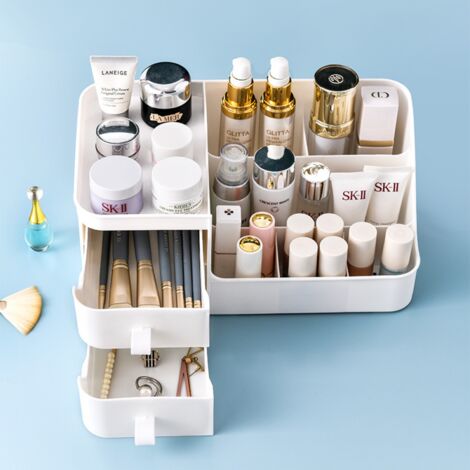 Caja Organizadora Escritorio Tipo Cajón - Blanco, 29x26cm, Para Maquillaje Y Accesorios, Plástico PP