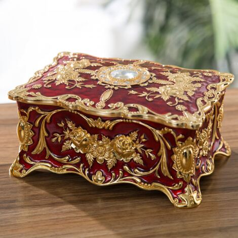 Caja Pequeña Vintage Roja Para Joyería, Anillos, Pendientes, Organizador De Recuerdos, Caja