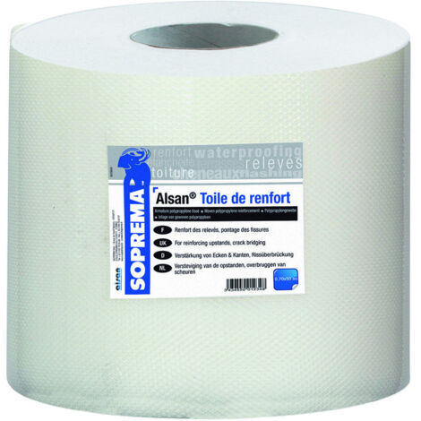Soprema – Toile de renfort polyester tissé 10m x 0,15m – Renforcement des relevés et pontage des fissures – Compatible résines ALSAN