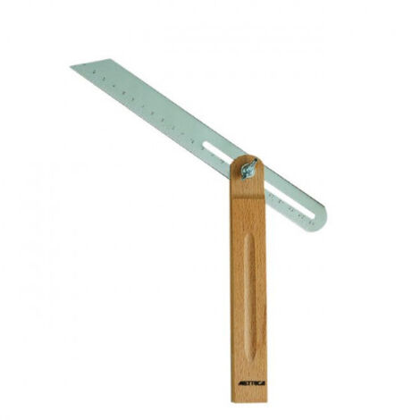 Metrica – Fausse équerre en bois 250mm – Base robuste pour traçage précis – Blocage à vis pour fixation sécurisée – Acier gradué coulissant