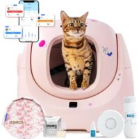 Bac à litière autonettoyant CATLINK, volume XXL de 70 L, protection renforcée contre les fuites latérales, protection en 7 points, contrôle via application et détection multi-chats – Convient pour plu