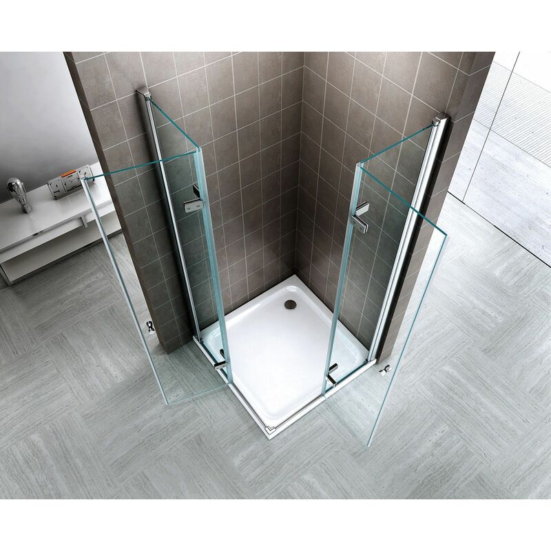 90 x 75 cm Duschkabine Eckeinstieg Duschwand Duschabtrennung Dusche NANO Glas 