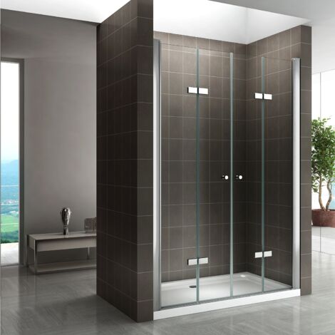 i-flair Duschfalttüren, Duschabtrennung aus 6 mm durchsichtigem Sicherheitsglas Breite: 144-148 cm - Höhe: 185 cm