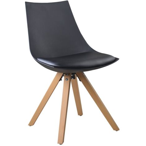 Esszimmerstuhl Gusto Schwarz Küchenstuhl aus Holz mit Sitzschale + Sitzkissen aus Kunstleder 8 Stück (1/5)