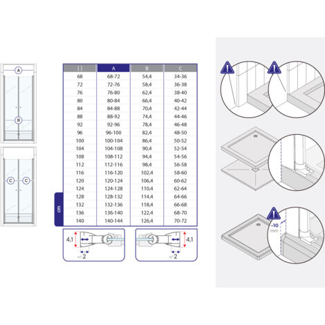 i-flair Duschtür, Duschabtrennung aus 6 mm satiniertem Sicherheitsglas Breite: 68-72 cm - Höhe: 185 cm