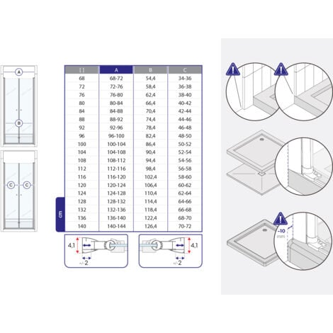 i-flair Duschtür, Duschabtrennung aus 6 mm satiniertem Sicherheitsglas Breite: 88-92 cm - Höhe: 185 cm