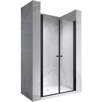 i-flair Duschtür Pendeltür Nischentür Duschabtrennung mit schwarzen Profilen Breite: 100-104 cm - Höhe: 180 cm